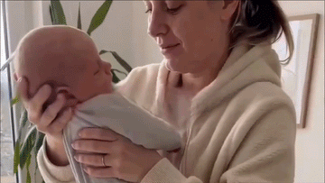 CuddleClose fleece hoodie demonstration