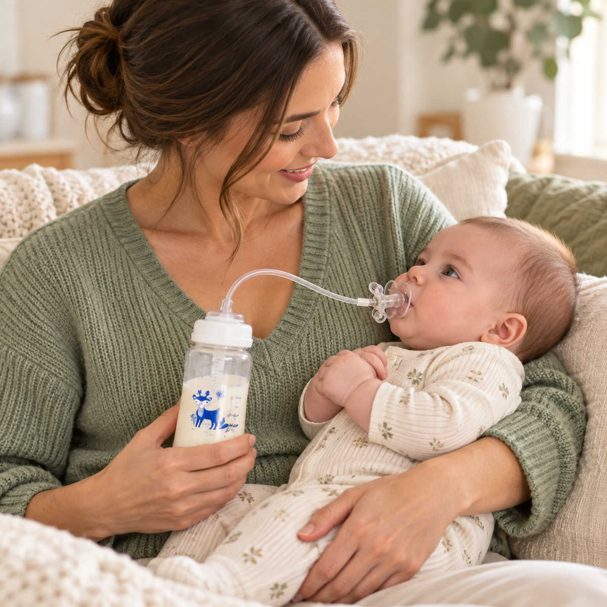 Mother holding her baby during an EasySip feeding moment